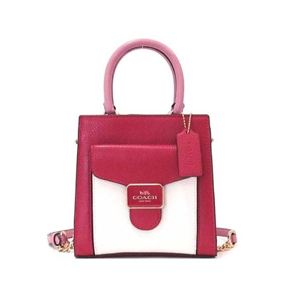 NEW Coach Mini Pepper Leather Crossbody Satchel Bag Red Pink White Small C6778 - Picture 15 of 15